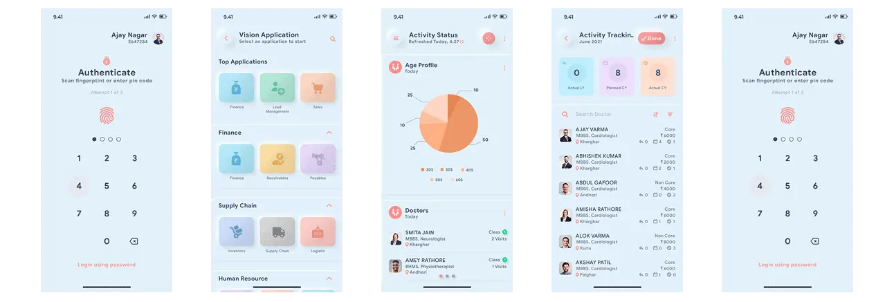 Pharma sales tracking Dashboard in phone.