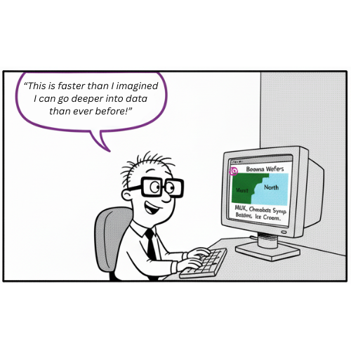 Image shows him happy and he provides Insight db with more questions